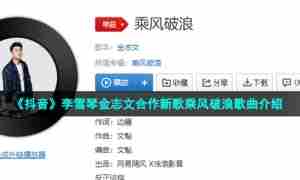 《抖音》李雪琴金志文合作新歌乘风破浪歌曲介绍